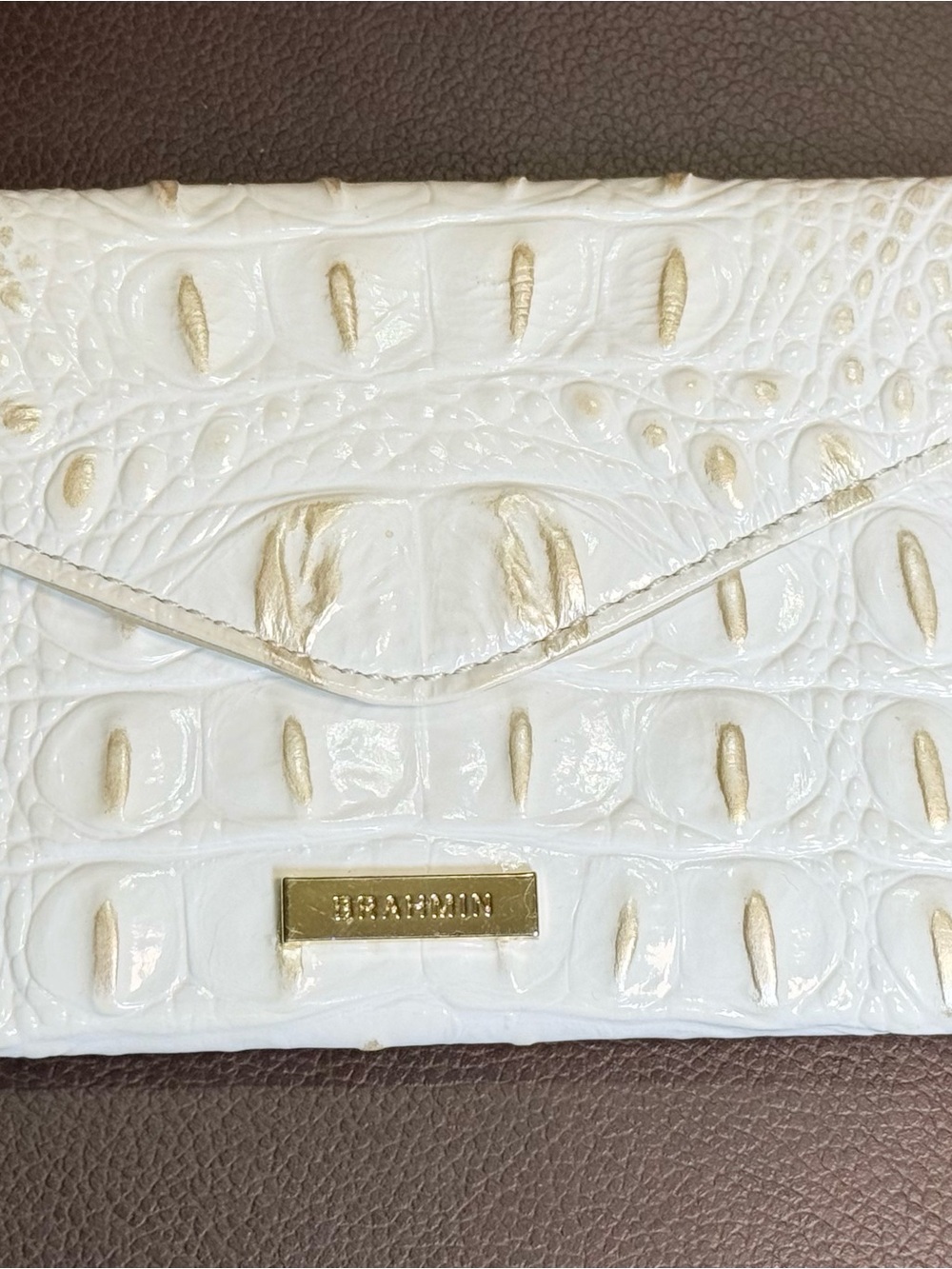 Brahmin White Leather Envelope Clip on Pouch - Picture 4 of 4